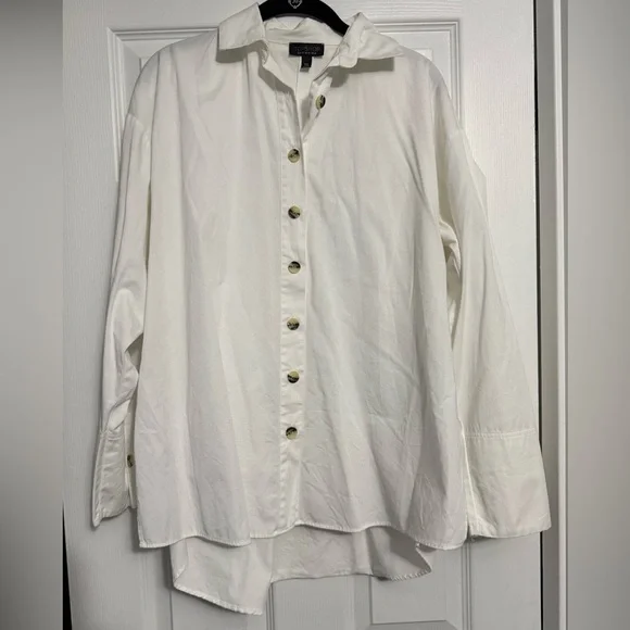 Classic White Topshop Oversized Blouse - Picture 1 of 6